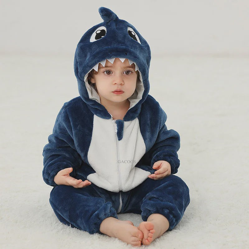 Baby Romper Dierenkostuum Kigurumi - Zacht Flanellen Jumpsuit voor Jongens & Meisjes