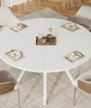 Ronde Eettafel 120cm met Opslag - Hout & Metaal - Geschikt voor 4-6 Personen