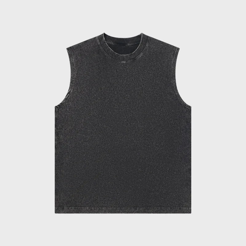 Herenshirt Mouwloos 230g Katoen - Retro Washed & Distressed Look