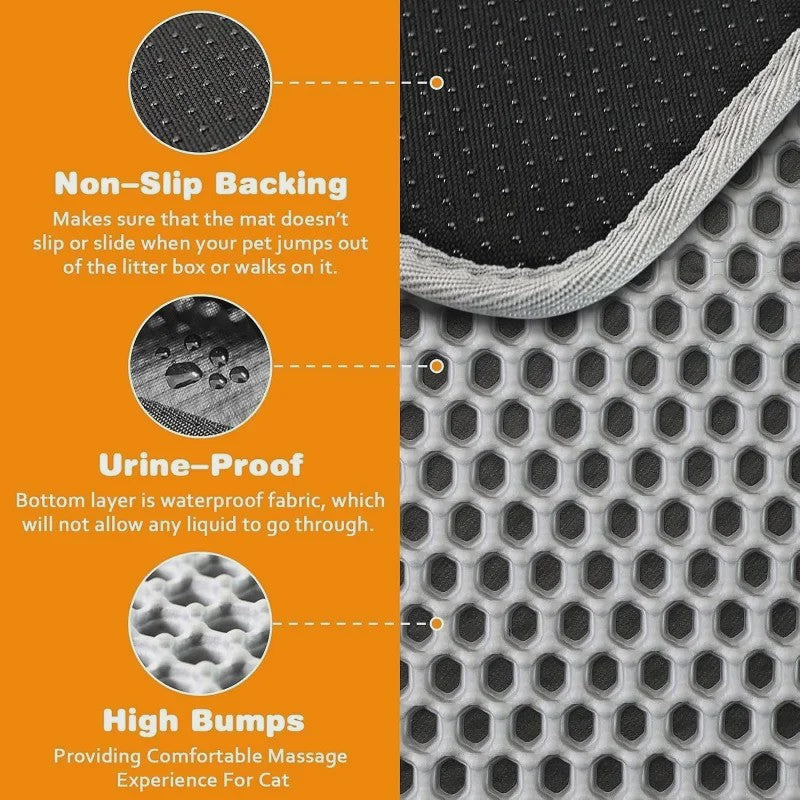 Waterdichte Dubbellaagse Kattenbakmat - Anti-slip & Wasbaar - Houdt Zand Tegen
