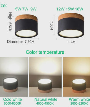 Nordic Hout LED Plafondspot - Dimbare Modern Design Verlichting