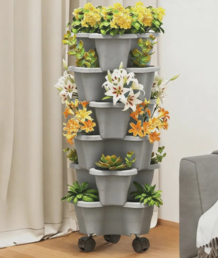 Stapelbare Verticale Bloementoren met Wieltjes - 5 Lagen Aardbeienplanter