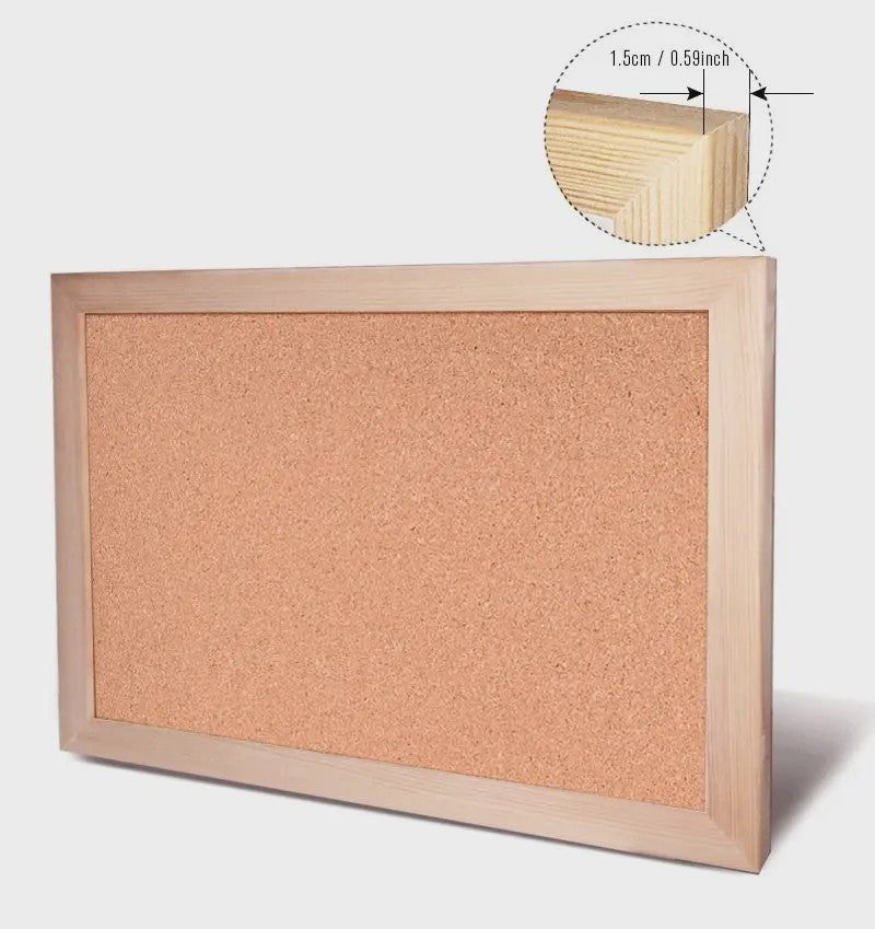 Houten Kurkbord met Houten Frame - Decoratieve Wanddecoratie & Fotowand