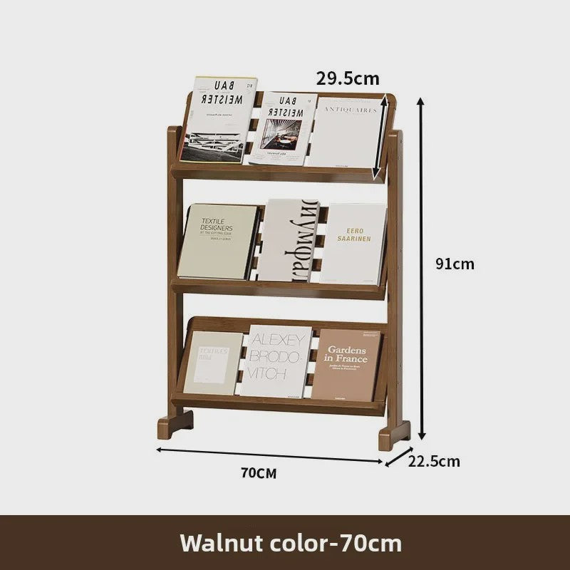Stijlvolle Houten Boekenkast - Ultradun Magazine & Krantenrek voor Woonkamer of Kantoor