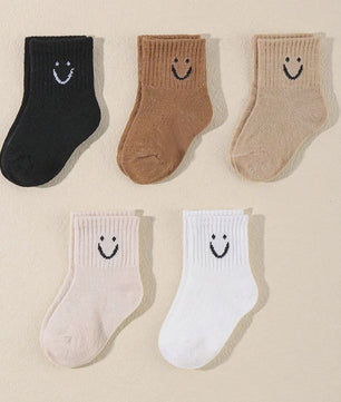 10 Paar Kinder Sokken met Vrolijke Smiley Print - Mid-Calf, Jongens & Meisjes