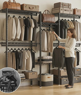 Zwaar Metalen Kledingrek Staand - Modulaire Kast Organizer 3x3 Matrix - Draagbare Garderobe