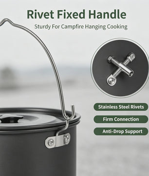 Kampeerpan Hangend 3L Aluminium Outdoor Kookpan Draagbaar voor Kampvuur, BBQ, Reizen
