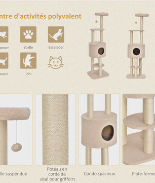 Luxe Kattenboom met Krabpaal, Niche en Plateau - Beige