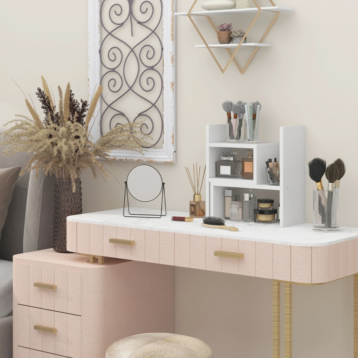 HOMCOM Modulair Bureau Organizer Systeem - 2 Delig, Wit MDF