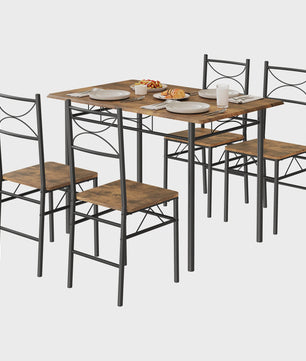 Eetkamer Set: Tafel met 4 Stoelen - Metaal Frame - Compact & Stijlvol