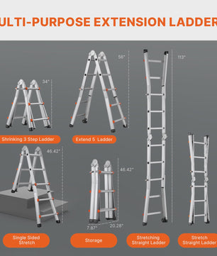 SucceBuy Telescopische Ladder A-Frame Compact Aluminium Multifunctioneel Draagbaar