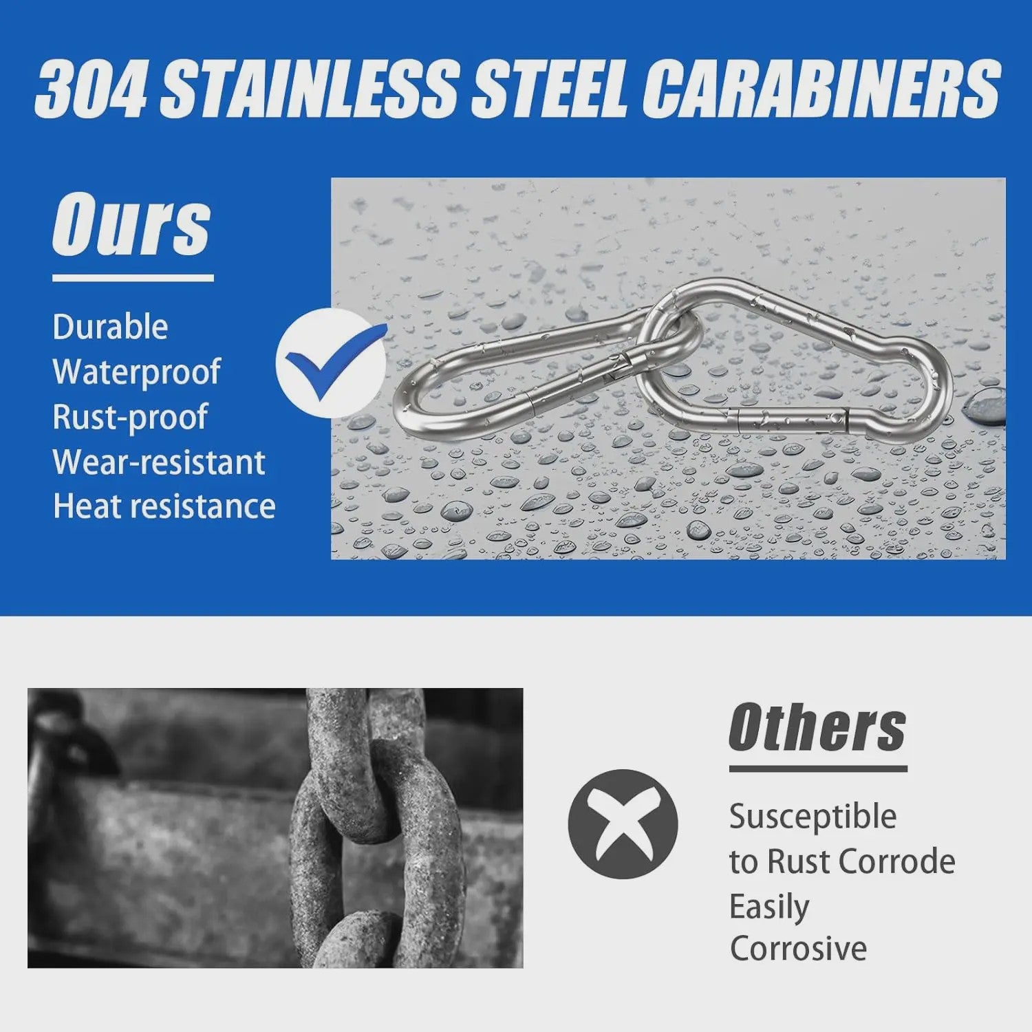 10x RVS Karabijnhaak M4-M8 - Heavy Duty Snap Hook voor Outdoor & Klussen