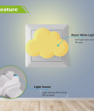 Wolk Nachtlampje met LED en Sensor - Automatisch Aan/Uit voor Kinderkamer, Trap & Gang