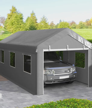 VEVOR Garagetent 6x3m - Stevig Stalen Frame, PE Zeil 160g/m², 2 Deuren & 6 Ramen