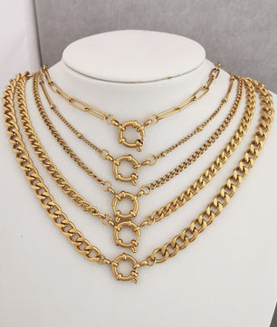 Gouden Roestvrij Stalen Ketting met Sailor Sluiting - Unisex Choker
