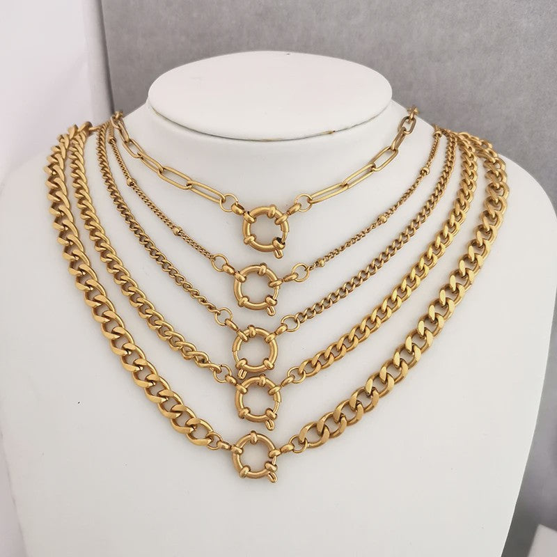 Gouden Roestvrij Stalen Ketting met Sailor Sluiting - Unisex Choker