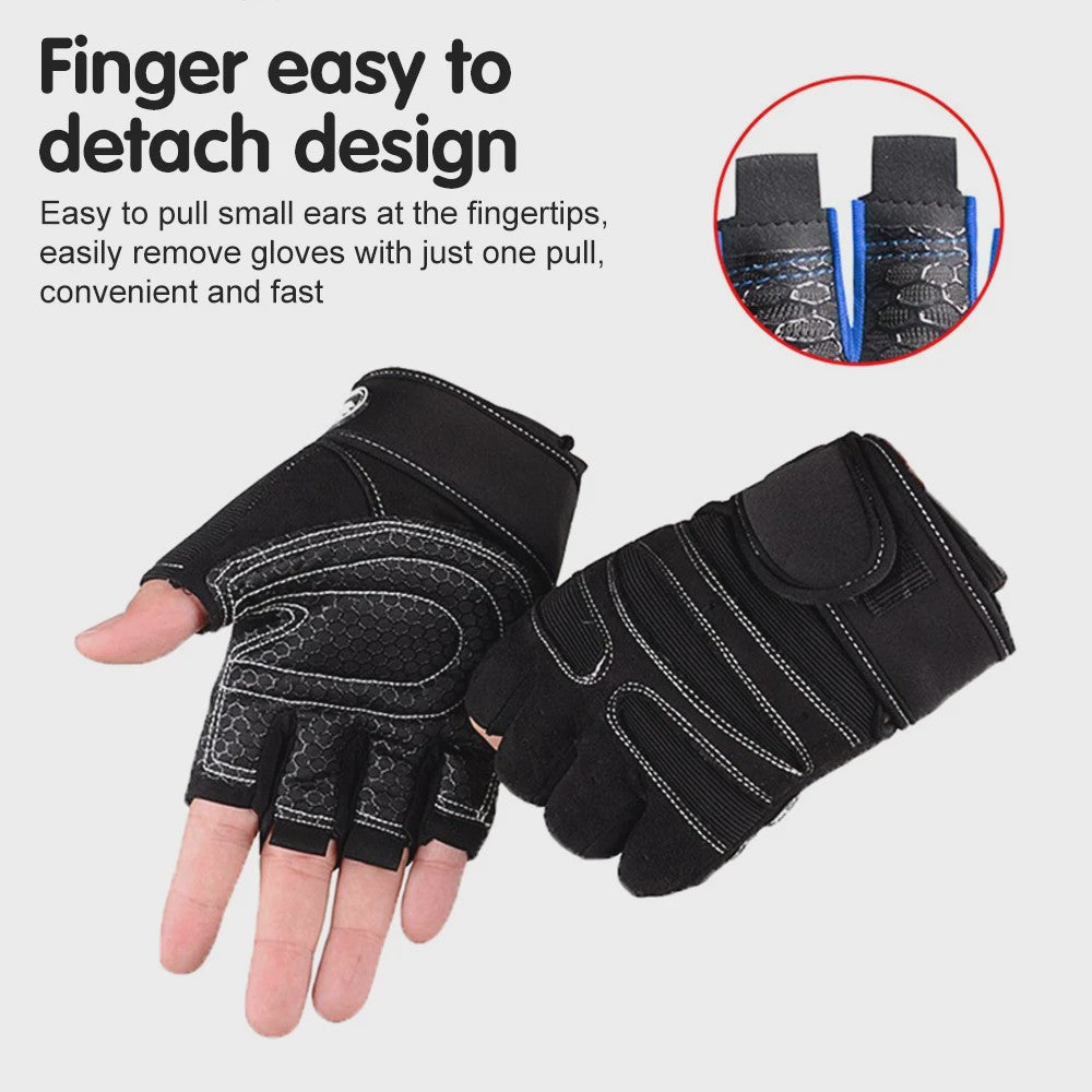 Half Vinger Trainingshandschoenen met Polsband - Fitness, Gewichtheffen, Fietsen