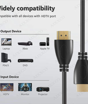 AIXXCO HDMI Kabel 1.4 - 1080p 3D - Verguld - Diverse Lengtes (0.5m t/m 10m) - Voor HDTV, Splitter & Switcher