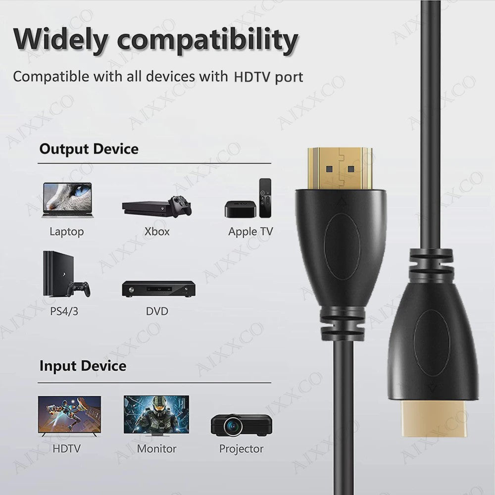 AIXXCO HDMI Kabel 1.4 - 1080p 3D - Verguld - Diverse Lengtes (0.5m t/m 10m) - Voor HDTV, Splitter & Switcher