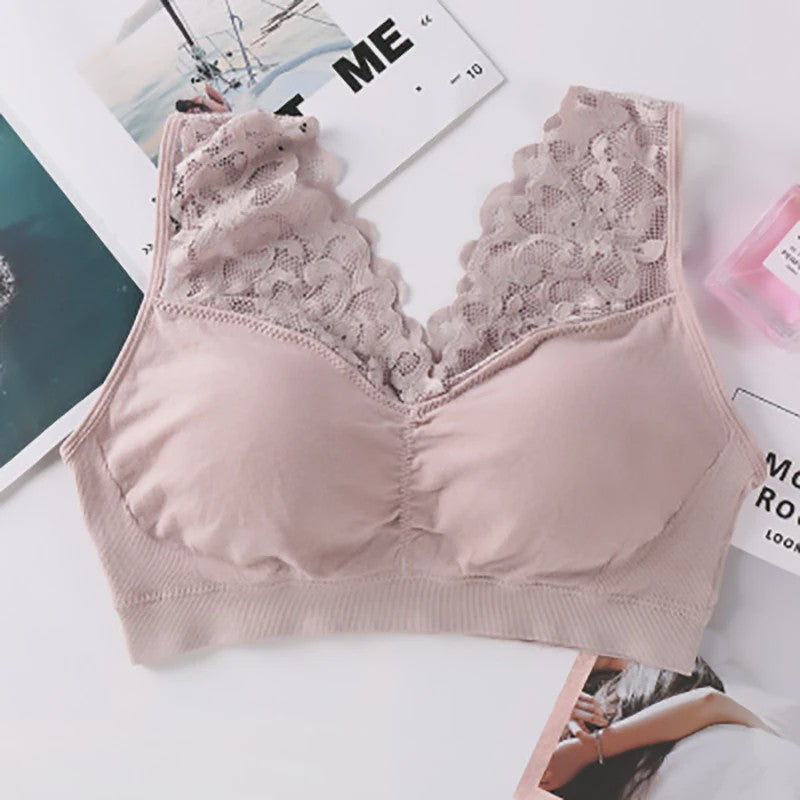 Comfortabele Seamless Lace Bralette voor Dames - Push-Up & Draadloos Sport BH