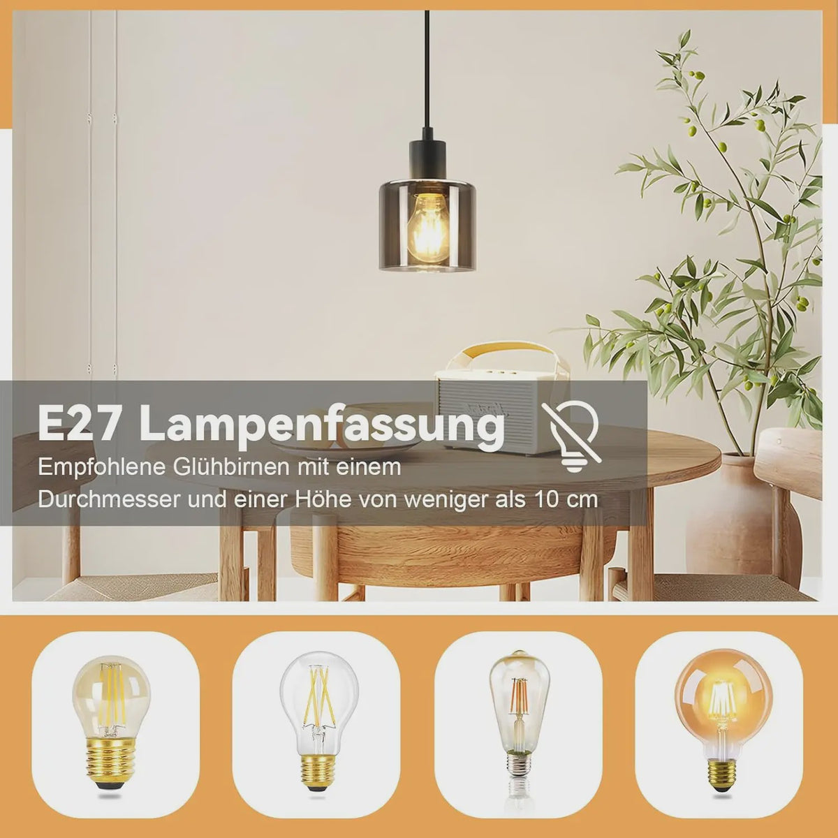 Vintage Glazen Hanglamp Zwart - Retro Industriële Stijl E27 Fitting