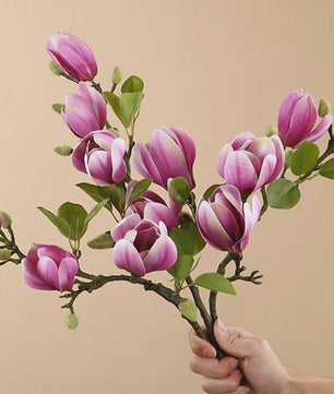 Zijden Magnolia Boeket - Kunstbloemen voor Bruiloft, Decoratie & DIY