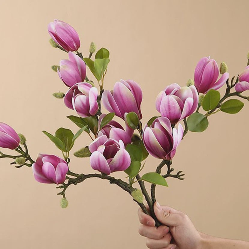 Zijden Magnolia Boeket - Kunstbloemen voor Bruiloft, Decoratie & DIY