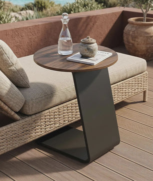 Moderne Ronde Bijzettafel 50cm - C-vormig Metalen Frame