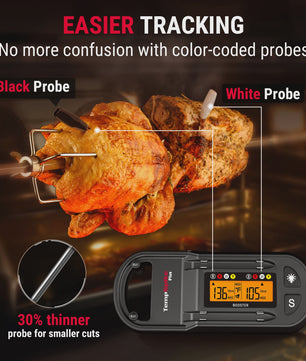 Draadloze Vleesthermometer met Bluetooth, 600ft Bereik & 2 Kleurgecodeerde Sondes