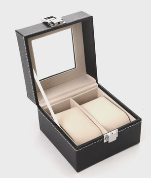 Luxe PU Leder Horlogedoos met Glazen Deksel - 6 Vakken