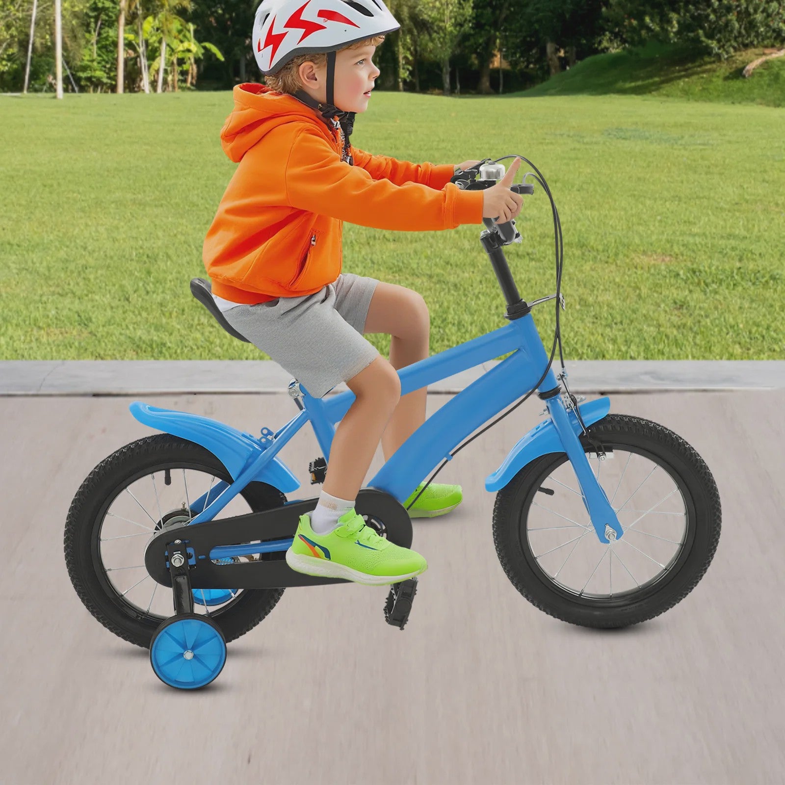 14 Inch Kinderfiets met Zijwielen - Leerfiets voor Jongens en Meisjes