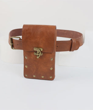 Middeleeuwse Cosplay Lederen Riem met Tas en Decoratieve Sleutels - Renaissance & Halloween Accessoire