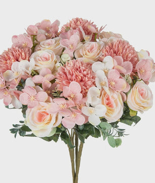 Kunstboeket Rozen & Chrysanten - Zijde Bloemen voor Bruiloft, Decoratie & DIY