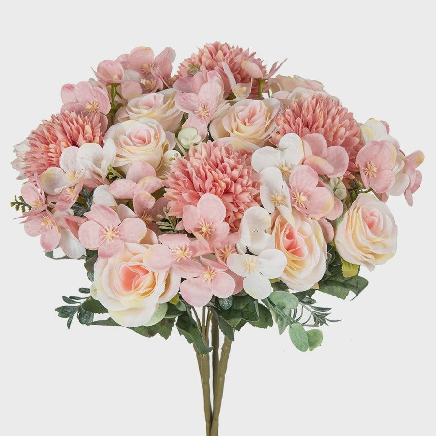 Kunstboeket Rozen & Chrysanten - Zijde Bloemen voor Bruiloft, Decoratie & DIY