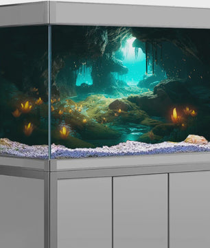 3D Aquarium Achtergrond Poster - Onderwater Grot Landschap Decor