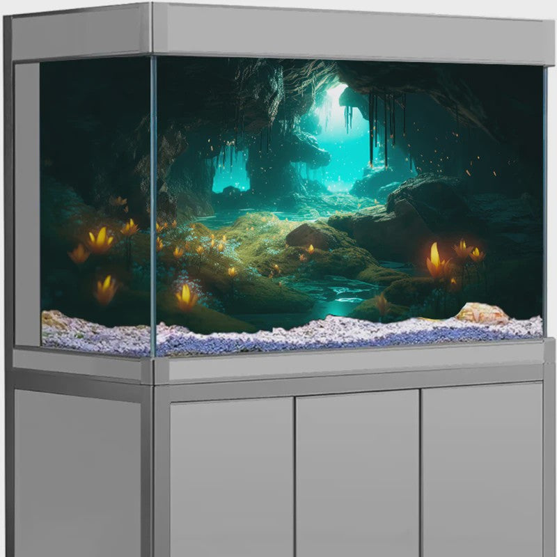 3D Aquarium Achtergrond Poster - Onderwater Grot Landschap Decor