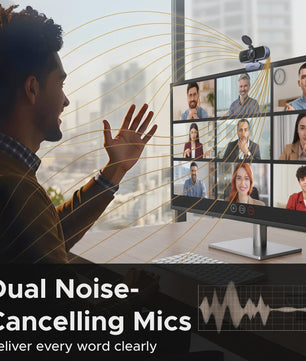 4K Webcam met Autofocus, AI Noise Cancelling Microfoons & Privacy Cover