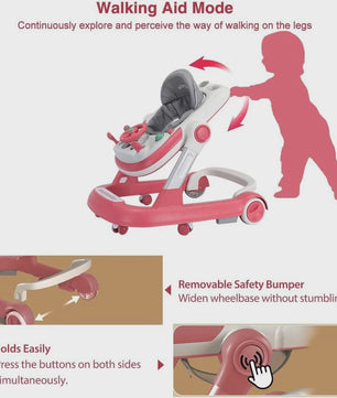 2-in-1 Baby Loopstoel met Afneembare Speel- en Voedingsblad en Muziekfunctie