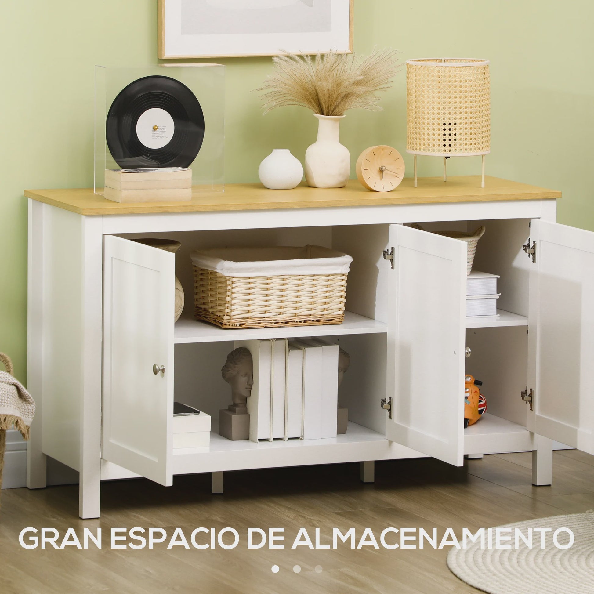 Moderne Keukenkast Sideboard met 3 Deuren - 120x40x70 cm Wit