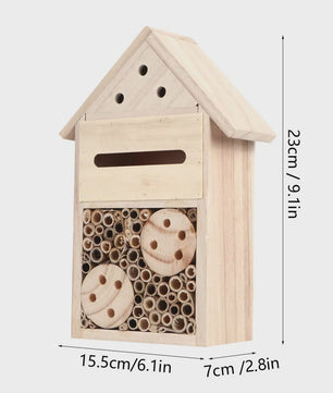 Houten Insectenhotel en Bijenhuis - Decoratieve Nestkast voor Tuin en Balkon