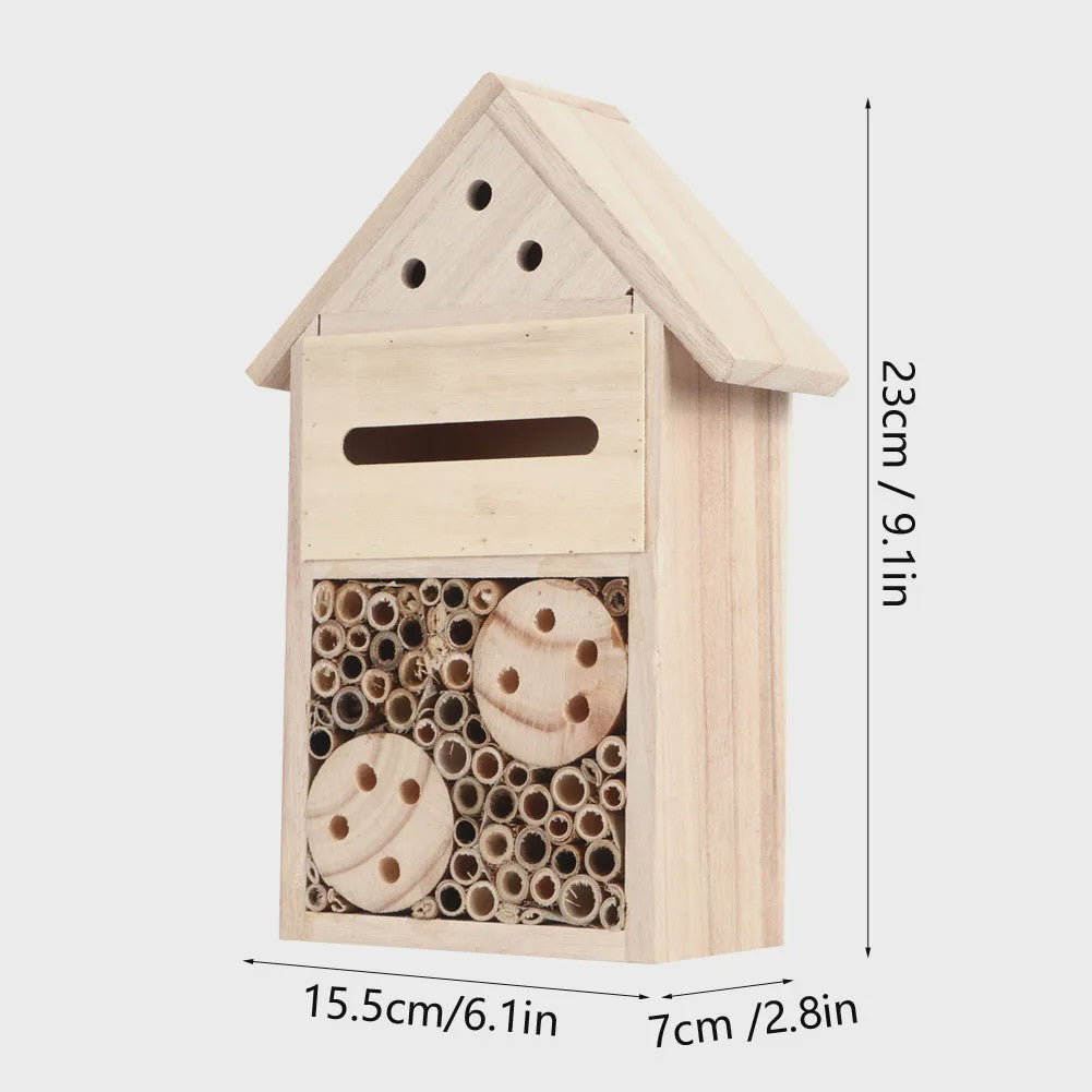 Houten Insectenhotel en Bijenhuis - Decoratieve Nestkast voor Tuin en Balkon
