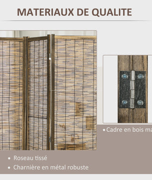 HOMCOM Bamboe Paravent 4 Panelen - 160x170 cm - Natuurlijk & Opvouwbaar
