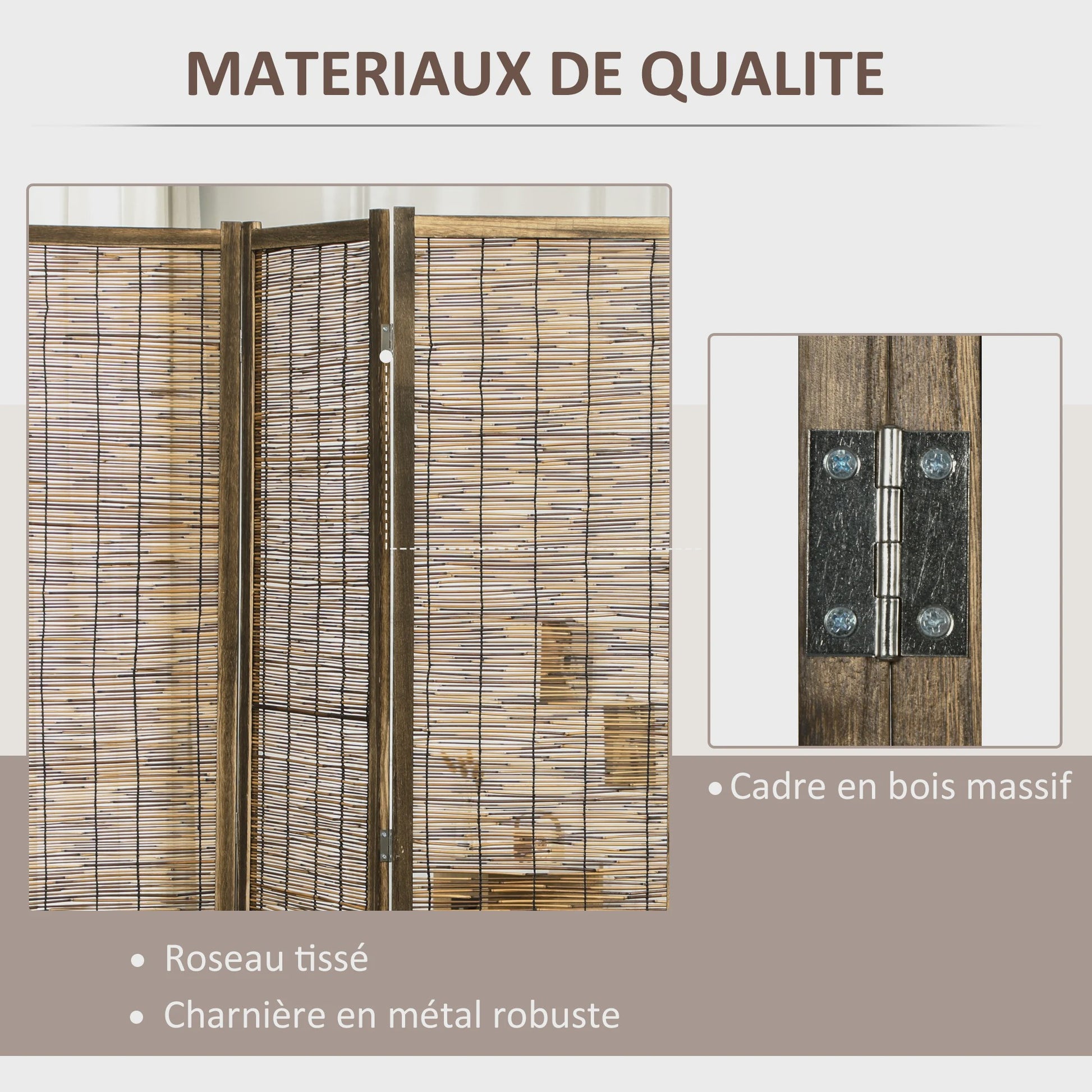 HOMCOM Bamboe Paravent 4 Panelen - 160x170 cm - Natuurlijk & Opvouwbaar