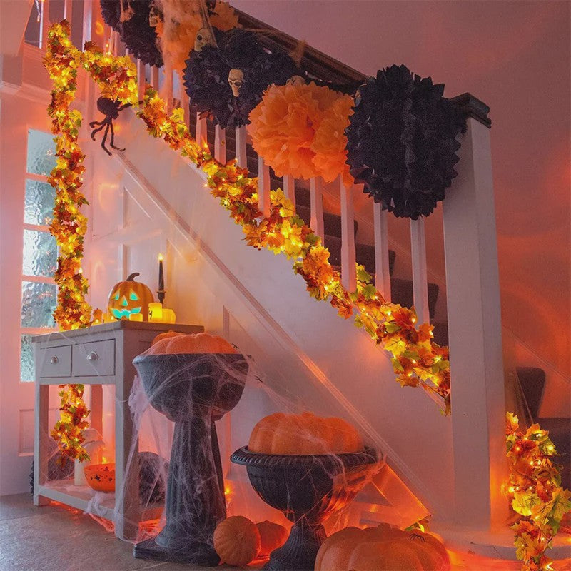 200cm Herfst Esdoornblad Slinger met Kunstbladeren - Decoratie voor Huis, Tuin, Halloween