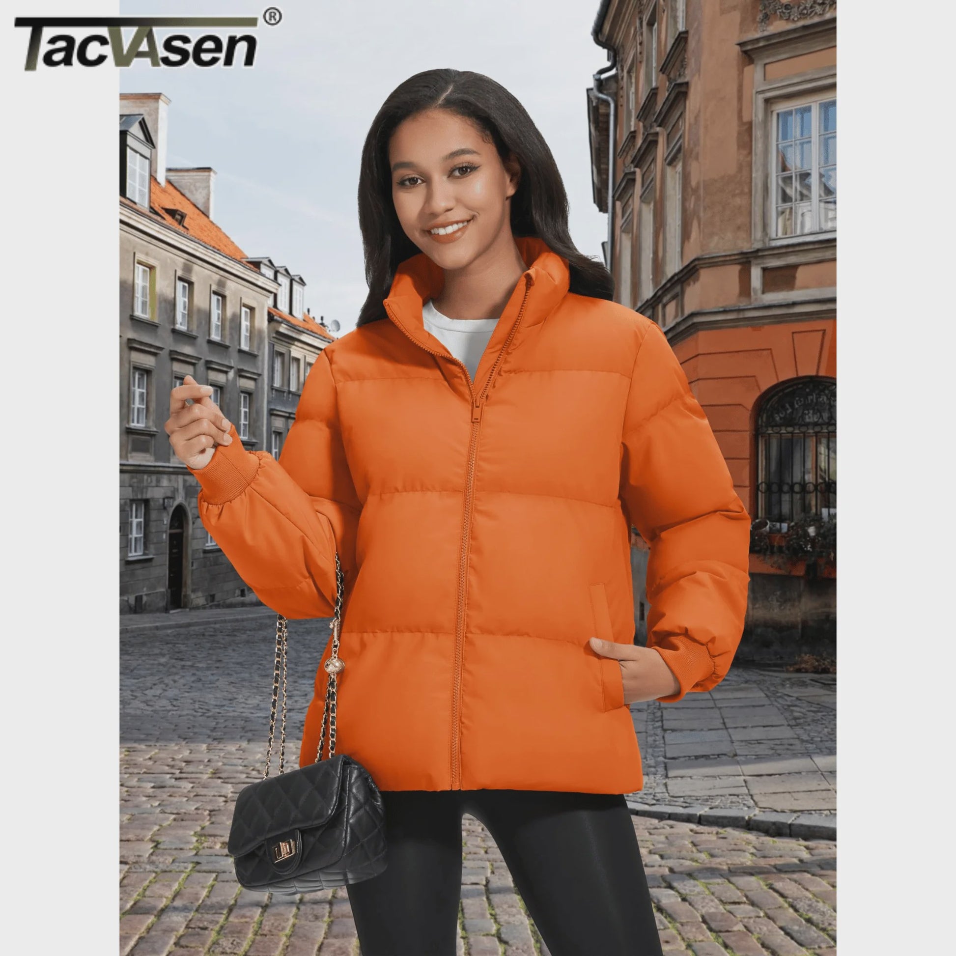 Dames Winter Pufferjas - Lichtgewicht, Waterdichte Gewatteerde Jas met Opstaande Kraag