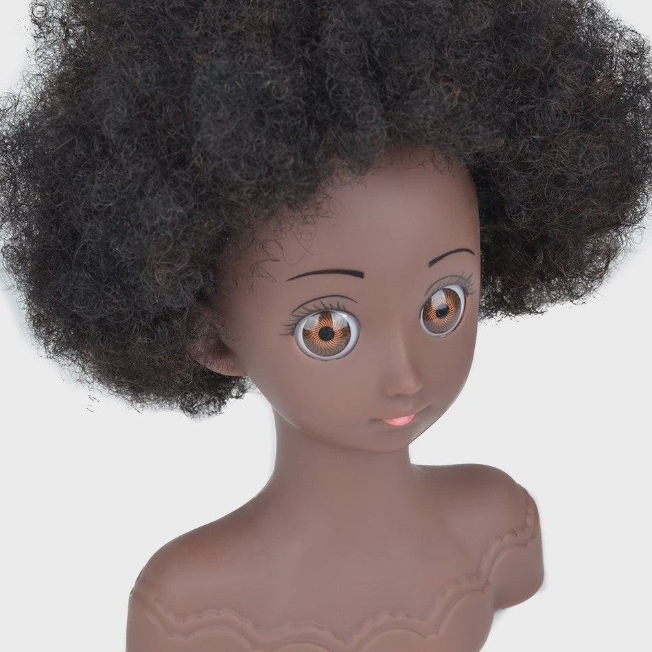 Professionele Pruikenkop met Afro Haar - Trainingshoofd voor Haarstylisten en Vlechters
