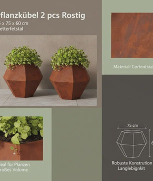 Set van 2 Roestvrij Stalen Plantenbakken 75x75x60 cm - Stijlvol voor Buiten, Tuin & Terras