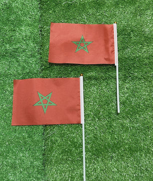 Marokko Handvlag 21x14cm met Plastic Stok - Polyester - Voor Sport & Decoratie