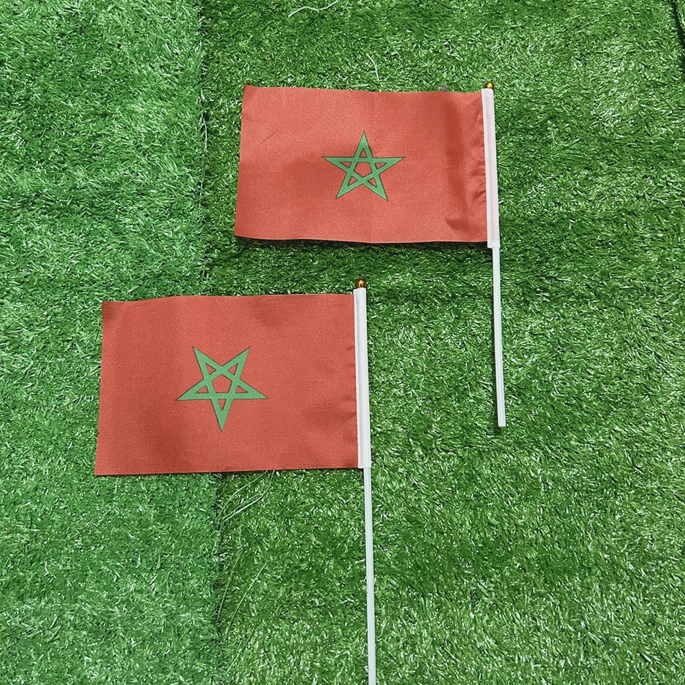 Marokko Handvlag 21x14cm met Plastic Stok - Polyester - Voor Sport & Decoratie