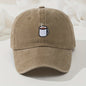 Retro Gewassen Baseball Cap met Koffiekopje Borduurwerk - Verstelbaar & Casual